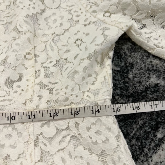 H&M Gold Label Ivory Short Sleeve Midi Lace Dress with a Back Slit - Picture 12 of 16